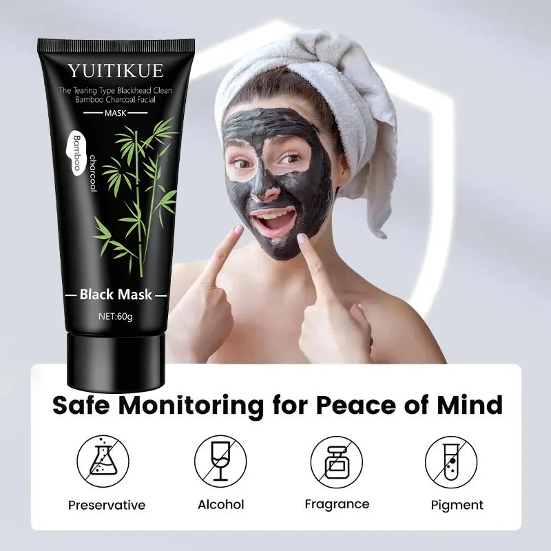 Bamboo Charcoal Peel-Off Black Mask 60g – Deep Cleanse & Blackhead Removal