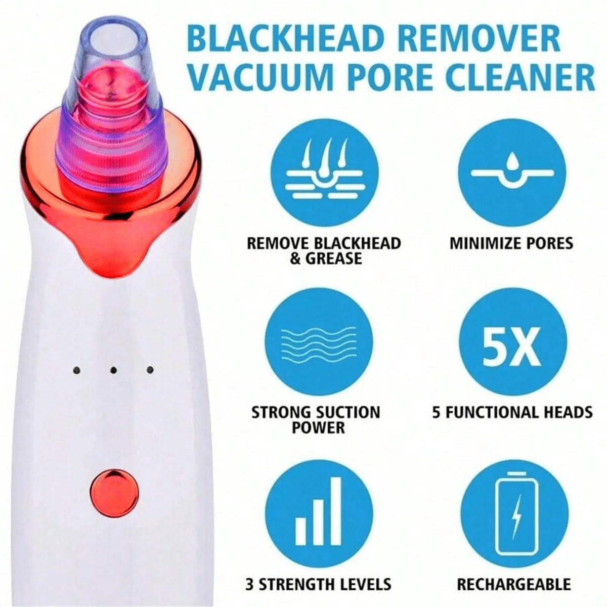 2026 Blackhead Remover Pimple Acne Removal Blackhead Vacuum Tool Skin Care Pore Cleaner Rechargeable